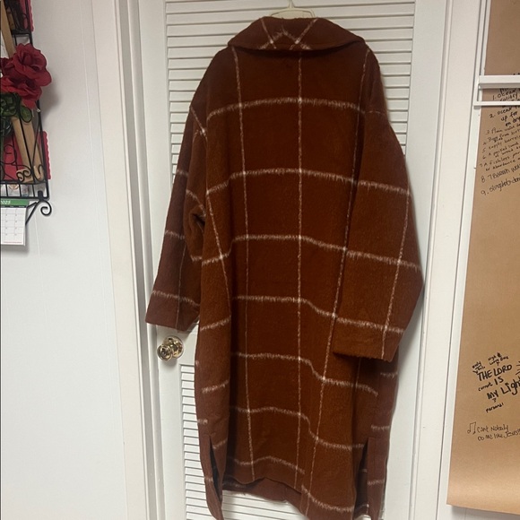 Old Navy 4X Rust Plaid Relaxed Soft-Brushed Overcoat NEW!!! - Picture 12 of 16